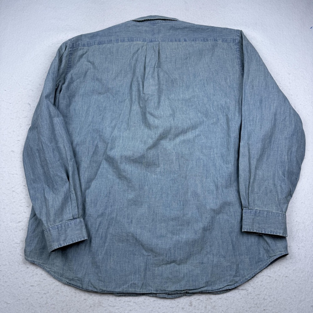 Ralph Lauren Shirt Mens Big 2X 2XB Blue Chambray Long Sleeve Button Up Classic - Picture 6 of 7